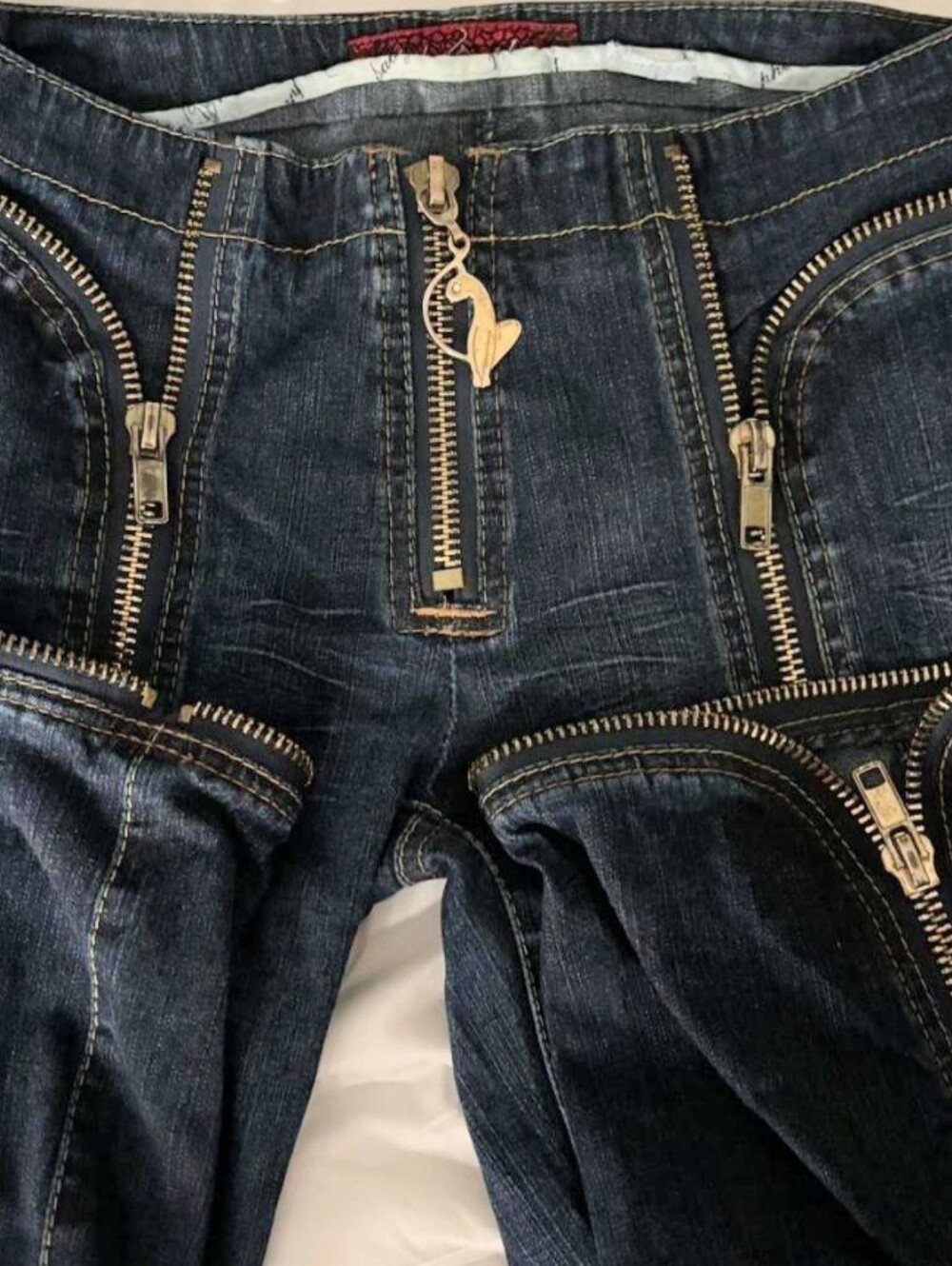 Baby Phat Dark Blue Jeans with Gold Zippers